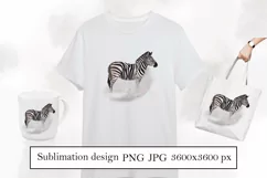 Watercolor zebra, animal sublimation design png Product Image 1