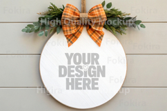 Autumn Round Wood Sign Mockup - Door Wood Sign Product Image 1