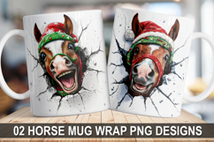 Christmas Horse Wrap Mug Sublimation PNG - Festive Horse PNG Product Image 1