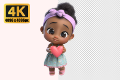 Baby Girl Holding a Pink Heart Transparent PNG Product Image 1