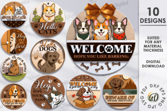 Pets Round Signs Bundle Laser Cut. Door Hanger SVG Product Image 1