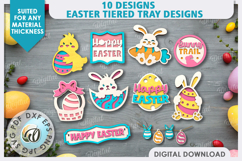 Easter Tiered Tray Laser Cut Bundle. Easter Design SVG Product Image 1