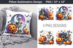 halloween Skeleton - Halloween pillow Sublimation Design Product Image 1