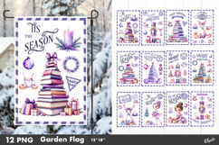 Watercolor Lilac Christmas Garden Flag Sublimation Bundle Product Image 1