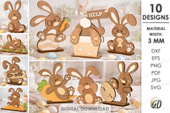 3D Bunnies Bundle Laser Cut. Easter Stand Decor SVG Product Image 1