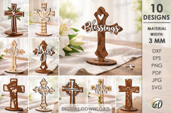 3D Christian Crosses Bundle Laser Cut. Stand Decor SVG Product Image 1