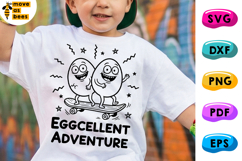 Eggcellent Adventure SVG, PNG, Eggs on Skateboard Easter Svg Product Image 1