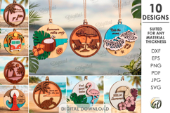 Summer Ornaments Bundle Laser Cut. Hanging Ornament SVG Product Image 1