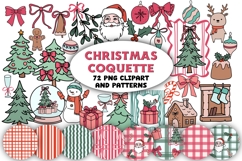Christmas Coquette Clipart PNG Elements &amp; Seamless Patterns Product Image 1