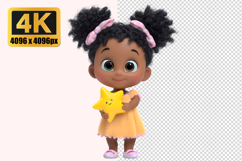 Cute Baby Girl Holding a Smiling Yellow Star Transparent PNG Product Image 1