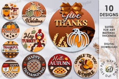 Thanksgiving round signs Bundle Laser Cut. Wall decor SVG Product Image 1