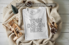 Christmas White T-shirt mockup - Christmas Background Product Image 1