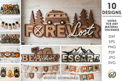 3D Camping Signs Bundle Laser Cut. Wall Decor SVG Product Image 1