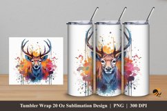 Deer Painting Tumbler Wrap Sublimation Design 5 Product Image 1