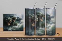 Water Dragon Tumbler Wrap Sublimation Design 5 Product Image 1