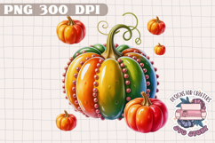 Autumn Pumpkin Sublimation design Fall Decorative Color PNG Product Image 1