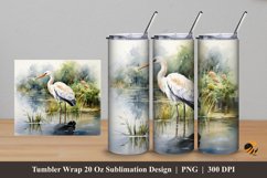 Herons on The Lake Tumbler Wrap Sublimation Design 5 Product Image 1