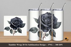 Black Rose Tumbler Wrap Sublimation Design 5 Product Image 1
