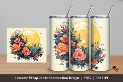 Moon Flower Art Tumbler Wrap Sublimation Design 5 Product Image 1