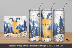 Mountain Goat Tumbler Wrap Sublimation Design 5 Product Image 1
