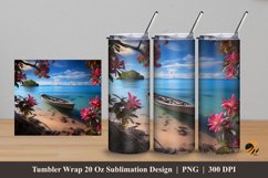 Floral Beach Tumbler Wrap Sublimation Design 5 Product Image 1