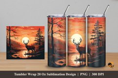 Deer And Sunset Tumbler Wrap Sublimation Design 5 Product Image 1
