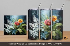 Fern Flowers Tumbler Wrap Sublimation Design 5 Product Image 1