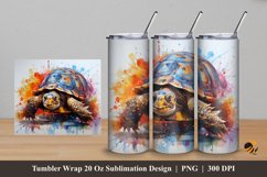 Turtle Art Tumbler Wrap Sublimation Design 5 Product Image 1