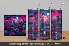 City At Night Tumbler Wrap Sublimation Design 5 Product Image 1