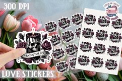Love sticker Sheet Valentine Day Lovers Gothic Skull PNG Product Image 1