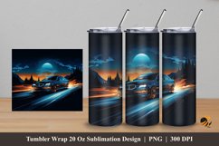 Black Car at Night Tumbler Wrap Sublimation Design 5 Product Image 1