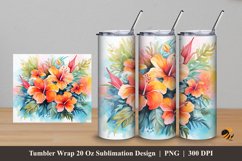 Tropical Flower Tumbler Wrap Sublimation Design 5 Product Image 1