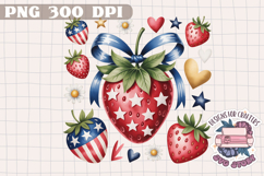 4th of July PNG Sublimation Strawberry berries Patriotic Product Image 1