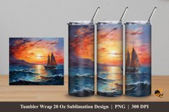 Beach at Night Tumbler Wrap Sublimation Design 5 Product Image 1