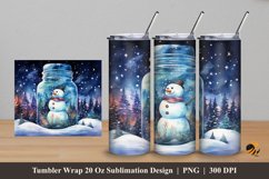 Cute Snowman And Jar Tumbler Wrap Sublimation Design 5 Product Image 1