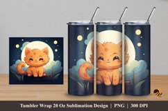 Cute Orange Cat Tumbler Wrap Sublimation Design 5 Product Image 1