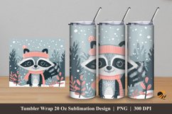 Cute Raccoon Tumbler Wrap Sublimation Design 5 Product Image 1