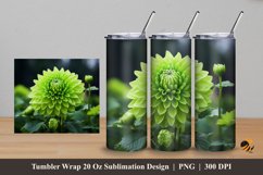 Green Flower Tumbler Wrap Sublimation Design 5 Product Image 1