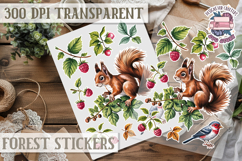 Forest Animals sticker sheet Scrapbook PNG Nature Watercolor Product Image 1