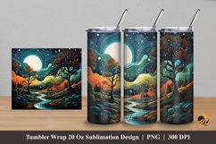 Nature Night Panorama Tumbler Wrap Sublimation Design 5 Product Image 1