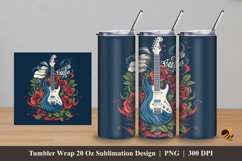 Guitar and Flowers Tumbler Wrap Sublimation Design 5 Product Image 1