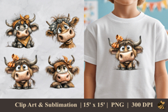 Funny Highland Cow DTF Sublimation Clipart Design Product Image 1