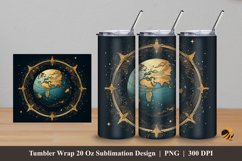Handdrawn Globe Tumbler Wrap Sublimation Design 5 Product Image 1