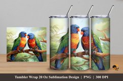 Rainbow Birds Tumbler Wrap Sublimation Design 5 Product Image 1