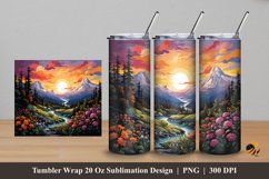 Flower Landscape Tumbler Wrap Sublimation Design 5 Product Image 1