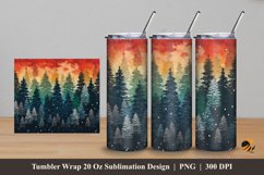 Colorful Pine Art Tumbler Wrap Sublimation Design 5 Product Image 1