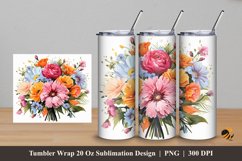 Beautiful Flowers Bush Tumbler Wrap Sublimation Design 5 Product Image 1