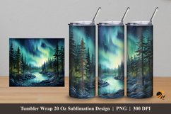 Northern Lights Tumbler Wrap Sublimation Design 5 Product Image 1