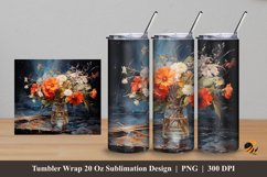Water Flower Tumbler Wrap Sublimation Design 5 Product Image 1