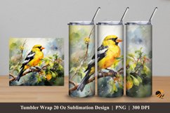 Evening Grosbeak Bird Tumbler Wrap Sublimation Design 5 Product Image 1